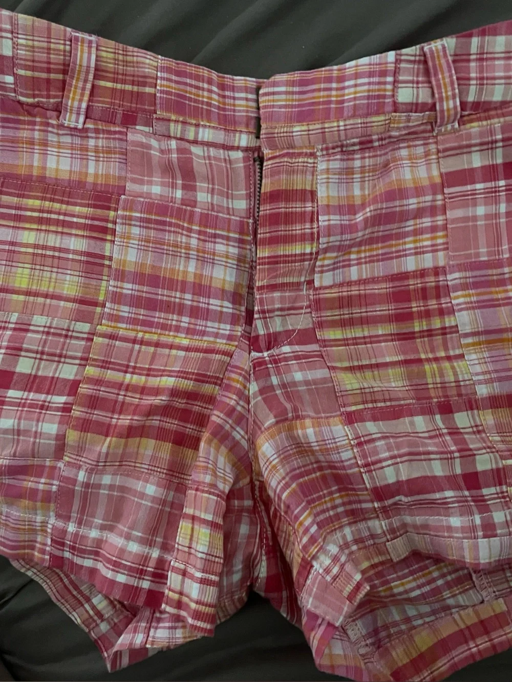 Women's Pink Plaid Cotton Bermuda Shorts